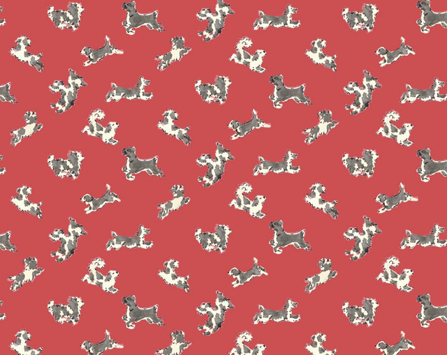 Fete De Chien Red Pepper And Charcoal SCWP88183D0007 by Scalamandre Wallpaper