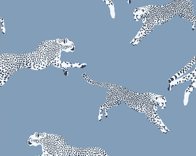 Leaping Cheetah Cloud Nine SCWP884490004 by Scalamandre Wallpaper