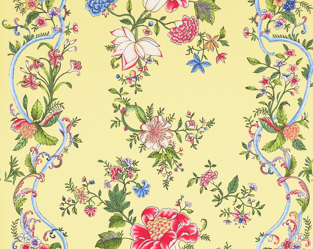 Camellia Trellis Wallcovering Butter Blue SCWP885660002 by Scalamandre Wallpaper