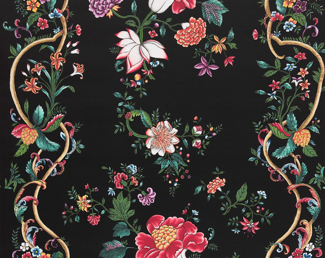 Camellia Trellis Wallcovering Onyx Ruby SCWP885660004 by Scalamandre Wallpaper