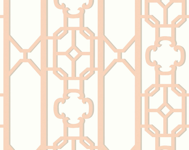 Joanna Fret Peach SCWP88582D0002 by Scalamandre Wallpaper