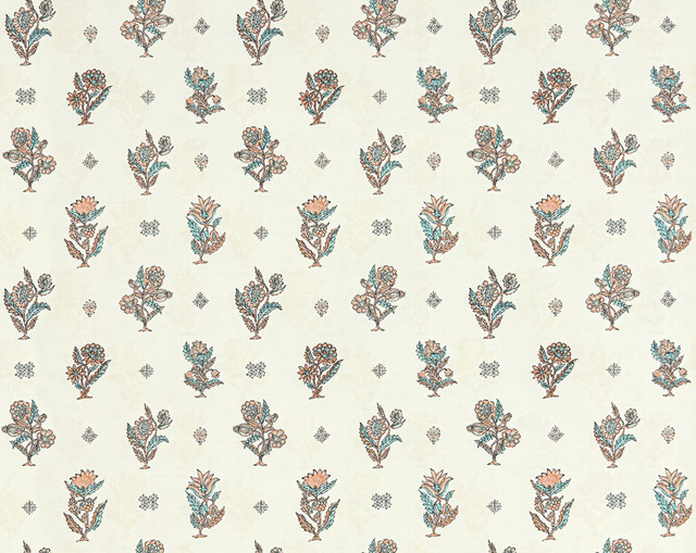 Calico Wallcovering Peach Aqua SCWP88612D0001 by Scalamandre Wallpaper