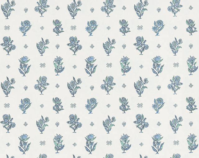 Calico Wallcovering Marine Teal SCWP88612D0005 by Scalamandre Wallpaper