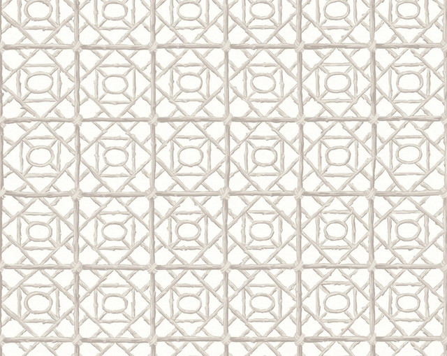 Ormond Fret Wallcovering Oyster SCWP88613D0001 by Scalamandre Wallpaper