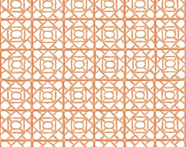 Ormond Fret Wallcovering Tangerine SCWP88613D0005 by Scalamandre Wallpaper