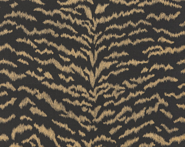 Tigress Printed Linen Wc Bronze On Black SCWP88616D0006 by Scalamandre Wallpaper