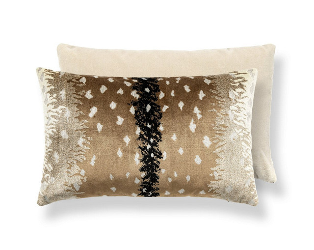Antelope / Velvet Pillow 14 X 22 - Fawn / Black ALMBDKBOHE0001 by Scalamandre Pillow