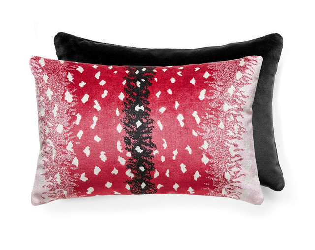 Antelope / Velvet Pillow 14 X 22 - Raspberry / Black ALMBDKBOHE0006 by Scalamandre Pillow