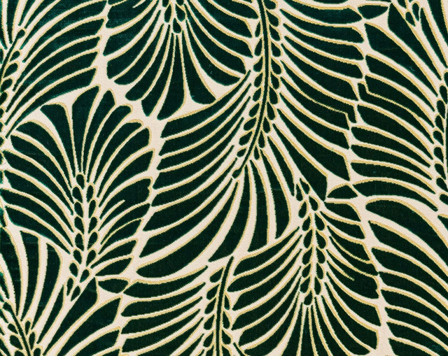Plumes Silk Velvet Viridian CN15230001 by Old World Weavers Fabric