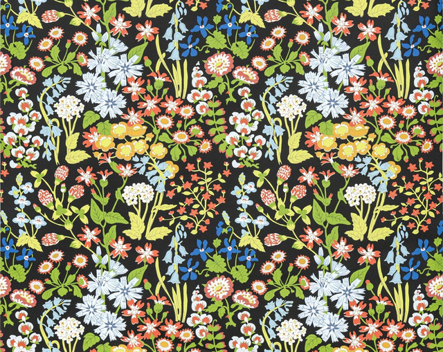 Nymph Floral Wallcovering Black Multi GWWP885860002 by Grey Watkins Wallpaper