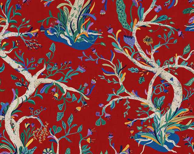 Enchanted Meadow Ruby HN166540005 by Hinson Fabric