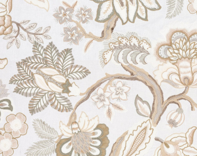 Hillside Crewel Ivory S7HILL0003 by Old World Weavers Fabric