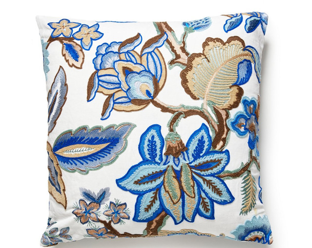 Hillside Crewel Pillow 22 X 22 - Blue Wood S7SDDKHILL0001 by Scalamandre Pillow