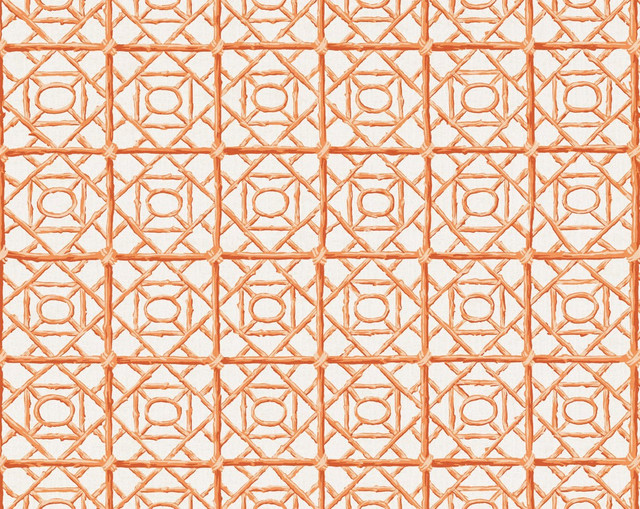Ormond Fret Print Tangerine SC166710003 by Scalamandre Fabric