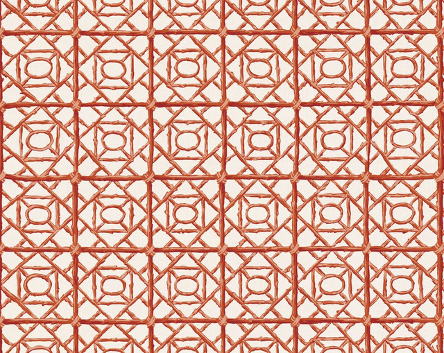 Ormond Fret Print Lacquer Red SC166710004 by Scalamandre Fabric