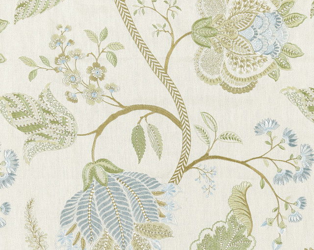 Palampore Embroidery Summer Sage SC271750001 by Scalamandre Fabric