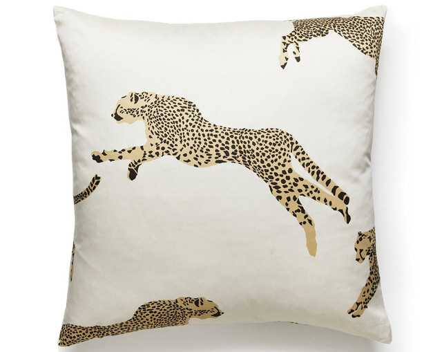 Leaping Cheetah Pillow 22 X 22 - Dune SCCHEETPILL0001 by Scalamandre Pillow