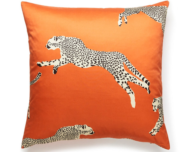 Leaping Cheetah Pillow 22 X 22 - Clementine SCCHEETPILL0002 by Scalamandre Pillow