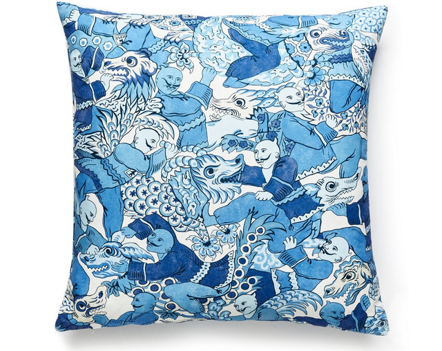 Dragon Dance Pillow 22 X 22 - Porcelain SCDRAGPILL0003 by Scalamandre Pillow
