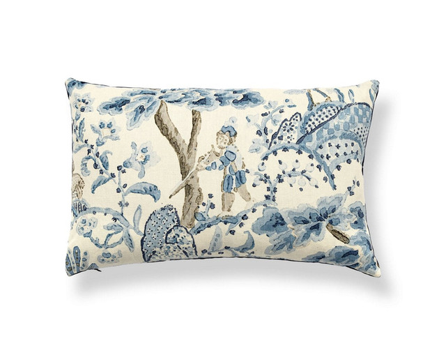 Kelmescott Hand Block Pillow 14 X 22 - Porcelain SCLBDK165900001 by Scalamandre Pillow
