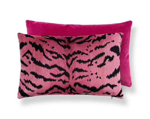 Tigre/Velvet Pillow 22 X 14 - Reds & Black / Fuchsia SCMBDK261670003 by Scalamandre Pillow