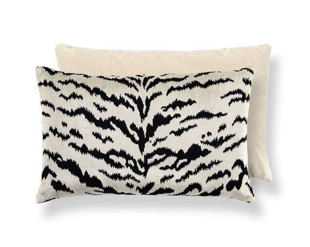 Tigre/Velvet Pillow 22 X 14 - Off-White & Black / Oyster SCMBDK261670006 by Scalamandre Pillow