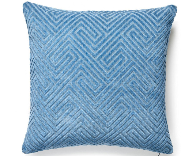 Meander Velvet Outdoor Pillow 22 X 22 - Denim SCMEANPILL0001 by Scalamandre Pillow