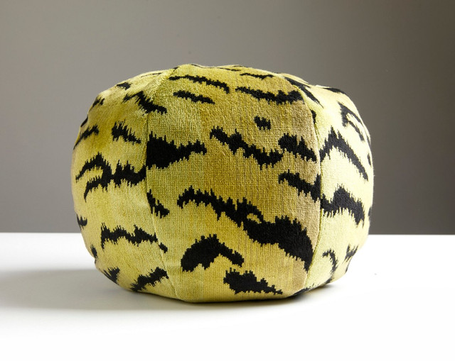 Tigre | Silk Pillow 12 Dia - Greens & Black SCRADKSITIG0002 by Scalamandre Pillow