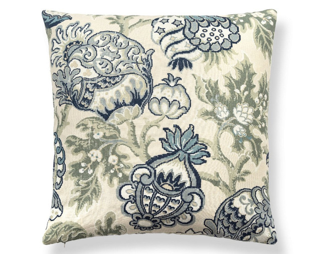 Canterbury Linen Pillow 22 X 22 - Oyster & Indigo SCSDDK165930001 by Scalamandre Pillow
