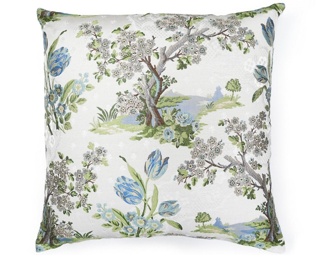 Avignon Brocade Pillow 22 X 22 - Porcelain On White SCSDDK273220002 by Scalamandre Pillow