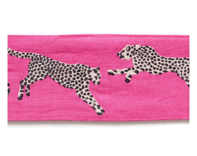 Leaping Cheetah Embrdry Tape Bubblegum SCT33310003 by Scalamandre Trim