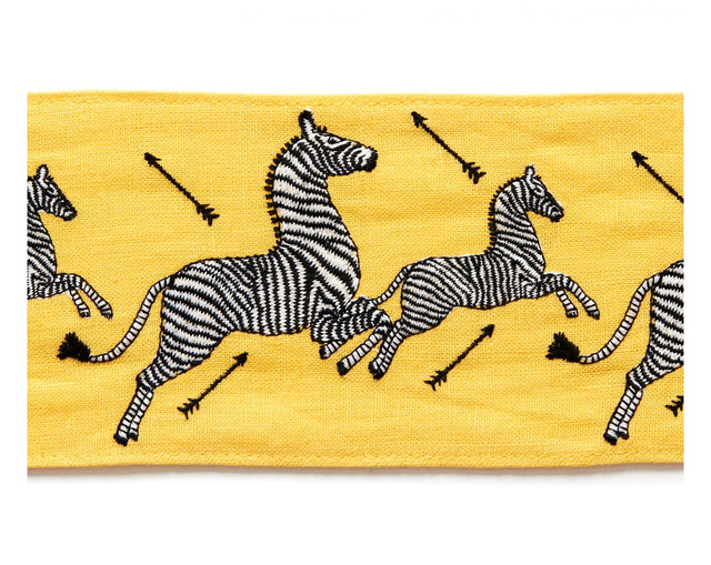 Zebras Embroidered Tape Yellow SCT33320003 by Scalamandre Trim