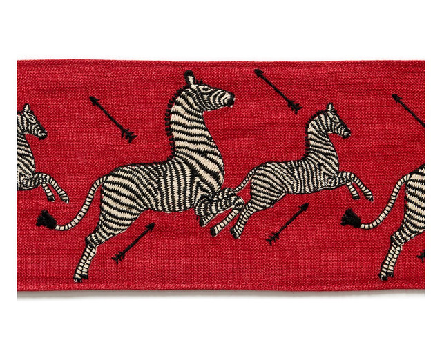 Zebras Embroidered Tape Masai Red SCT33320004 by Scalamandre Trim