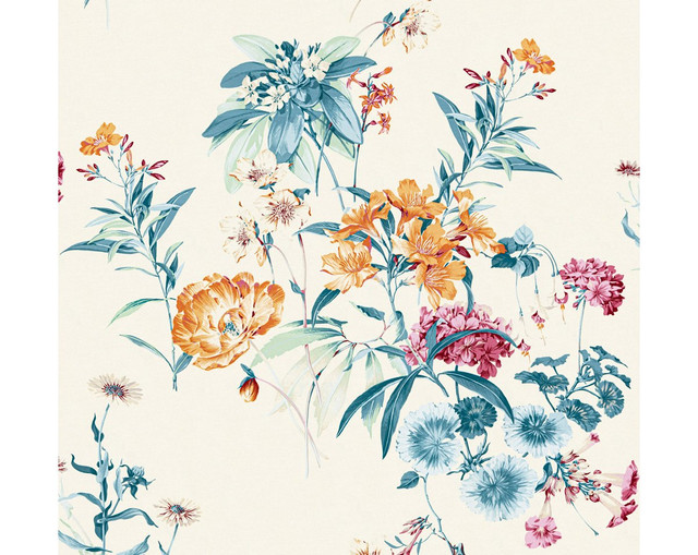 Parfumerie Orange Teal WW166630002 by Old World Weavers Fabric