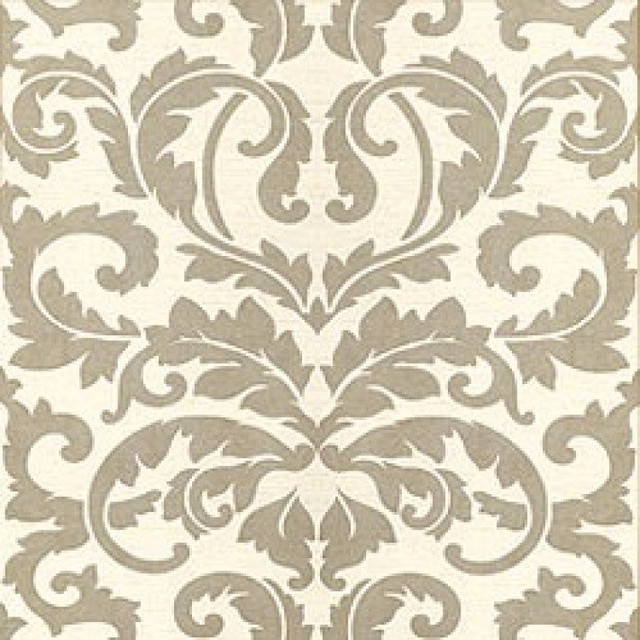 Frottola Metallic on White T1301 by Thibaut Wallpaper