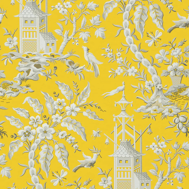 Pagoda Garden Yellow T14206 by Thibaut Wallpaper