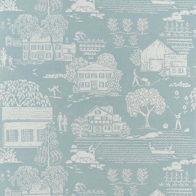 Bridgewater Damask Metallic T161 by Thibaut Wallpaper