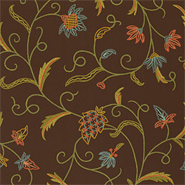 English Crewel Brown T3324 by Thibaut Wallpaper