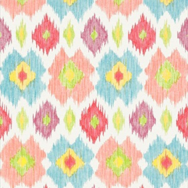 Bimini Ikat Pink and Turquoise T5730 by Thibaut Wallpaper