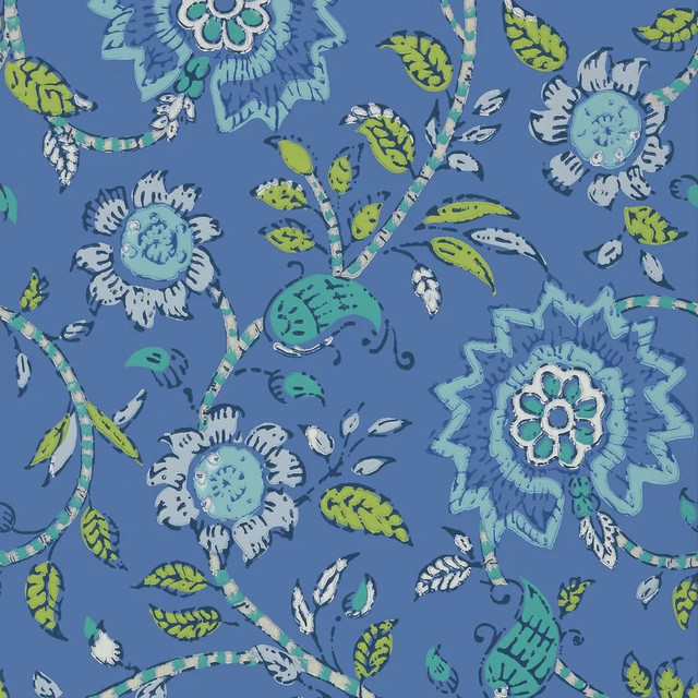 Sevita Blue and Green T64109 by Thibaut Wallpaper