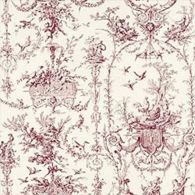 Rockwood Toile Red on Cream T7360 by Thibaut Wallpaper