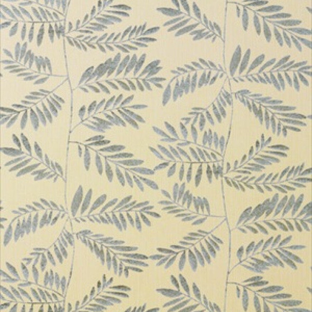 Hana Cream and Blue T9199 by Thibaut Wallpaper