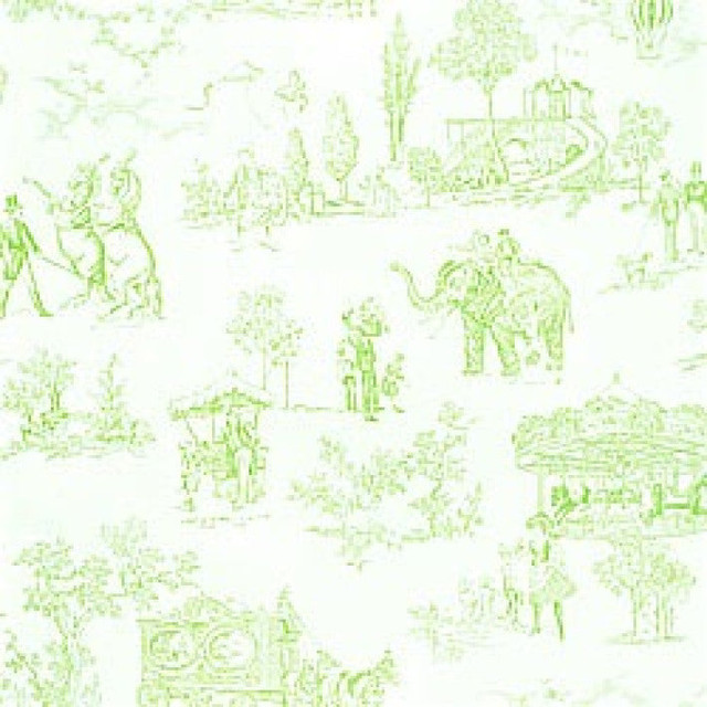 Carnival Green on Cream T9745 by Thibaut Wallpaper