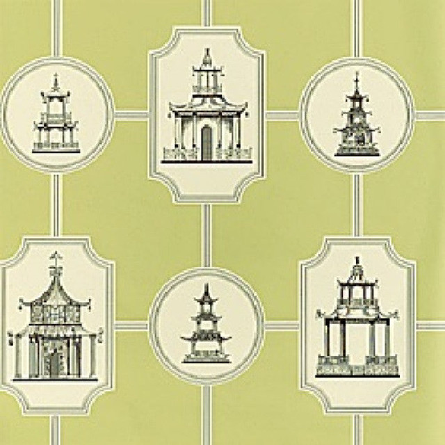 Oriental Toile Black on Apple T9751 by Thibaut Wallpaper