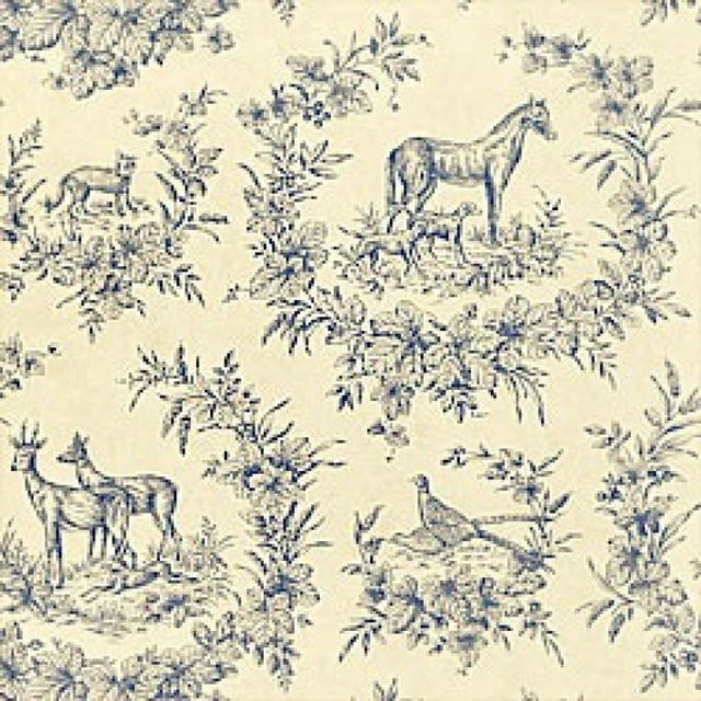 Torrington Blue on Cream T9754 by Thibaut Wallpaper
