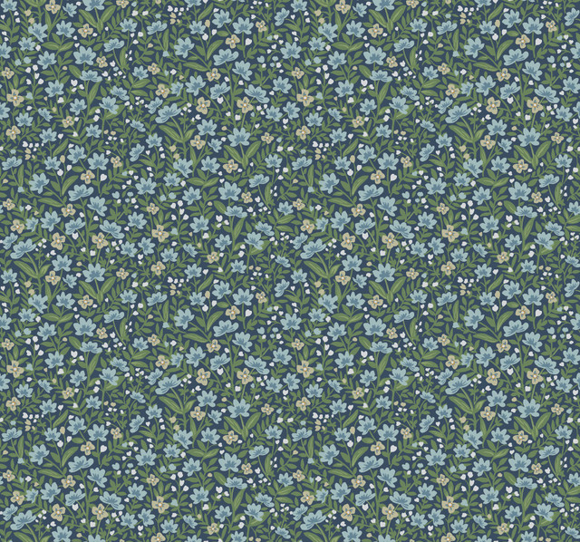 Sylvie Navy Wallpaper by Rifle Paper Co. Rifle Paper Co. Covers about 60.8 square feet 27-in by 27-ft long roll Unpasted 12.62 - Fabric Carolina -