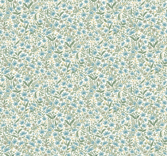 Sylvie Blue Wallpaper by Rifle Paper Co. Rifle Paper Co. Covers about 60.8 square feet 27-in by 27-ft long roll Unpasted 12.62 - Fabric Carolina -