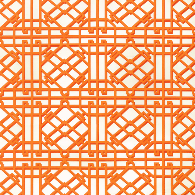 Pavilion Trellis Orange by Brunschwig & Fils Fabric