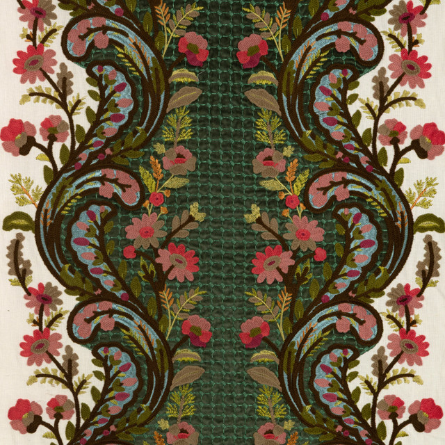 Victoria Emb Jade/Rose by Brunschwig & Fils Fabric