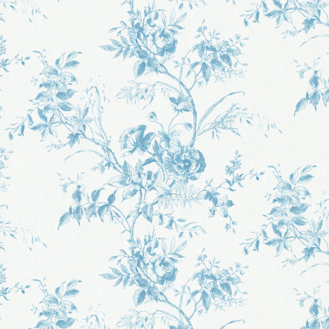 Tea Rose Toile Blue by Lee Jofa Fabric